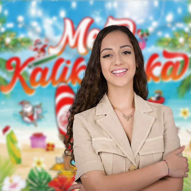 Aperturee - Summer Hawaiian Party Santa Xmas In July Backdrop