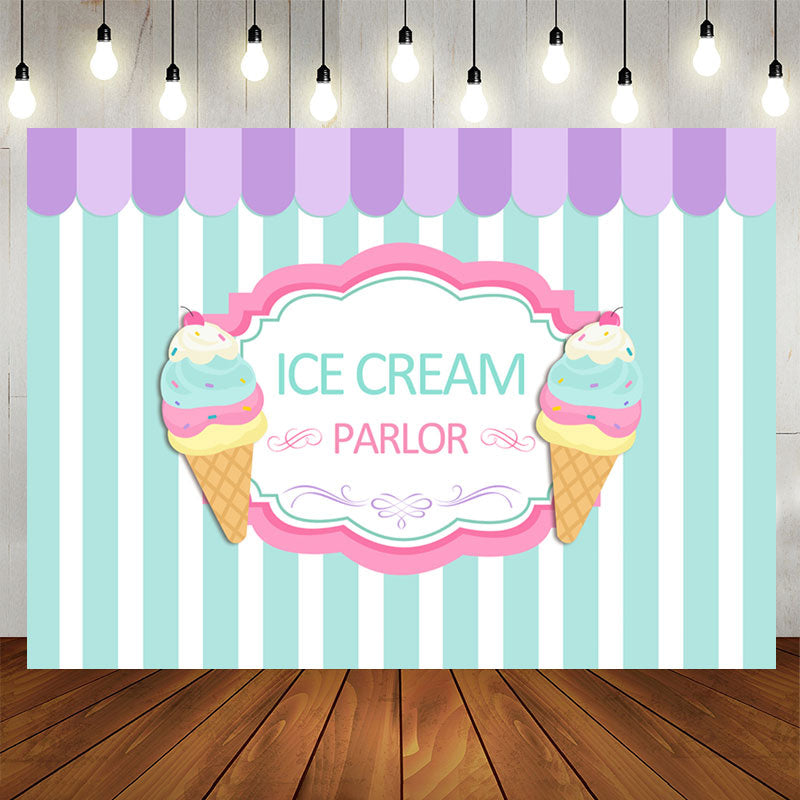 Aperturee - Summer Ice Cream Parlor Candy Land Birthday Backdrop