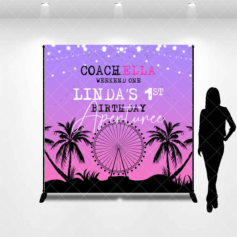 Aperturee - Summer Night Coachella Tree Custom Birthday Backdrop