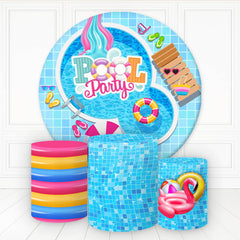 Aperturee Summer Pool Cool Happy Holiday Round Backdrop Kit