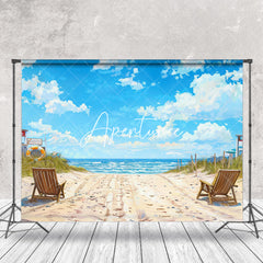 Aperturee - Summer Sandy Beach Blue Sky Natural Scenery Backdrop