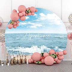 Aperturee - Summer Sandy Hawaii Beach Round Birthday Backdrop