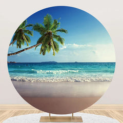 Aperturee - Summer Spray Hawaii Beach Round Birthday Backdrop