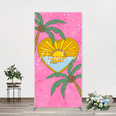 Aperturee - Summer Sun Palm Trees Pink Arch Birthday Backdrop