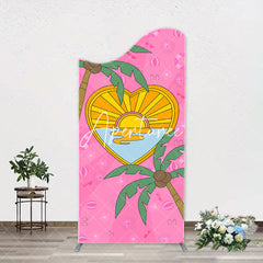 Aperturee - Summer Sun Palm Trees Pink Arch Birthday Backdrop