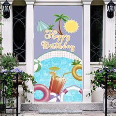 Aperturee - Summer Sun Swimming Pool Happy Birthday Door Cover