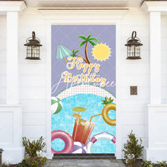 Aperturee - Summer Sun Swimming Pool Happy Birthday Door Cover