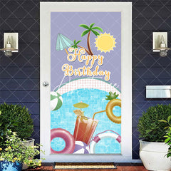 Aperturee - Summer Sun Swimming Pool Happy Birthday Door Cover