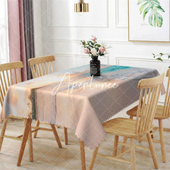 Aperturee - Summer Sunset Beach Waves Photo Rectangle Tablecloth