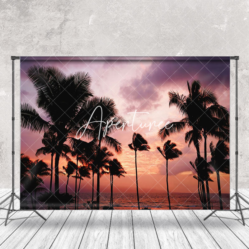 Aperturee - Summer Sunset Red Purple Dreamy Sky Photo Backdrop