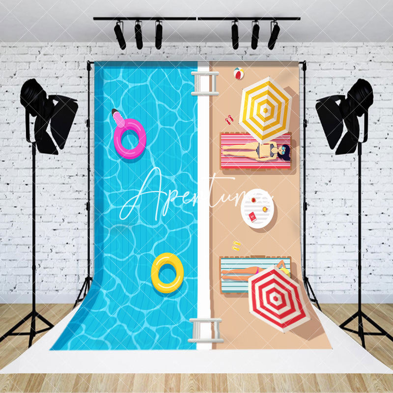 Aperturee - Summer Vacation Top View Swimming Pool Party Backdrop