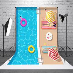 Aperturee - Summer Vacation Top View Swimming Pool Party Backdrop