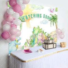 Aperturee - Sun Cloud Palm Tree Dinosaurs Hatching Soon Backdrop