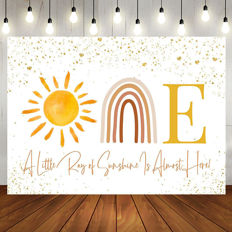 Aperturee - Sun Rainbow Golden Glitter 1st Birthday Backdrop