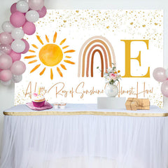 Aperturee - Sun Rainbow Golden Glitter 1st Birthday Backdrop