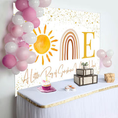 Aperturee - Sun Rainbow Golden Glitter 1st Birthday Backdrop