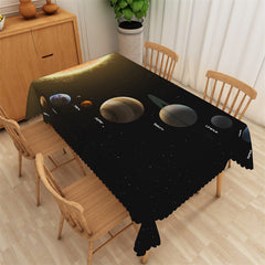 Aperturee - Sun Saturn Galaxy Black Space Rectangle Tablecloth