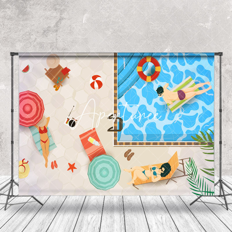 Aperturee - Sunbathing Swimming Pool Party Summer Photo Backdrop