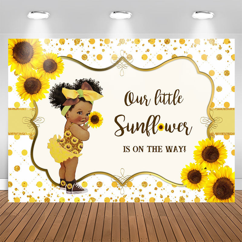 Aperturee - Sunflower And Glitter Baby Shower Backdrop For Girl