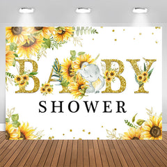 Aperturee - Sunflower and Little Baby Elephent Baby Shower Backdrop