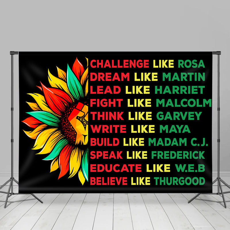 Aperturee Sunflower Fist Text Black History Month Backdrop