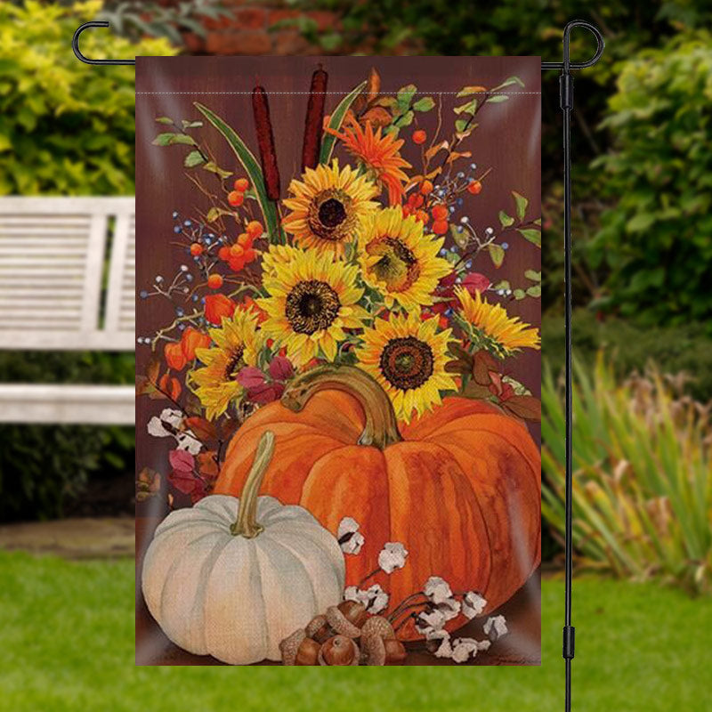 Aperturee - Sunflower Pumpkin Oil Painting Waterproof Garden Flag