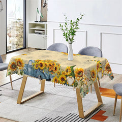 Aperturee - Sunflower With Christmas Doll Rectangle Tablecloth