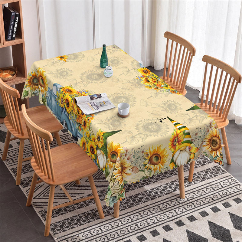 Aperturee - Sunflower With Christmas Doll Rectangle Tablecloth