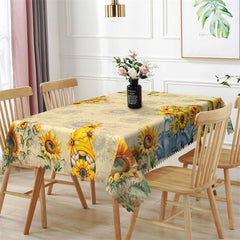 Aperturee - Sunflower With Christmas Doll Rectangle Tablecloth