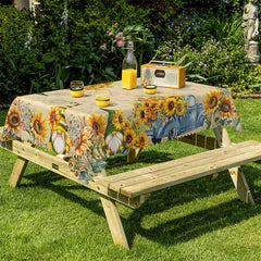 Aperturee - Sunflower With Christmas Doll Rectangle Tablecloth