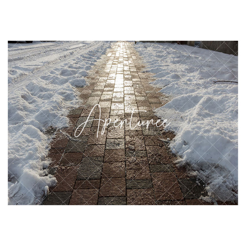 Aperturee - Sunlight Brick Street Melting Snow Rubber Floor Mat