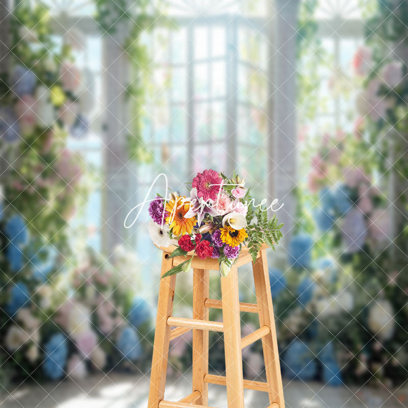 Aperturee - Sunlight Colorful Floral Window Wedding Backdrop