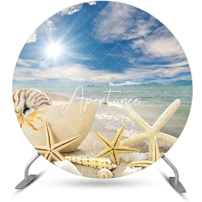 Aperturee - Sunlight Hawaii Beach Sky Round Birthday Backdrop