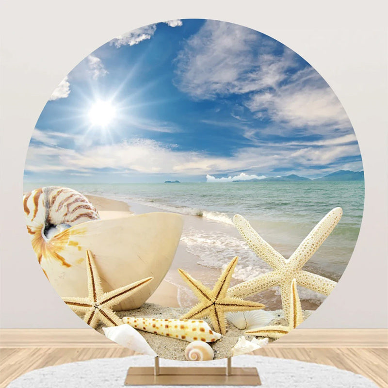 Aperturee - Sunlight Hawaii Beach Sky Round Birthday Backdrop