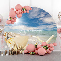 Aperturee - Sunlight Hawaii Beach Sky Round Birthday Backdrop