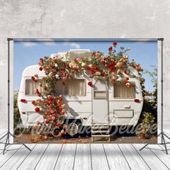 Aperturee - Sunny Sky Floral White RV Photo Spring Backdrop