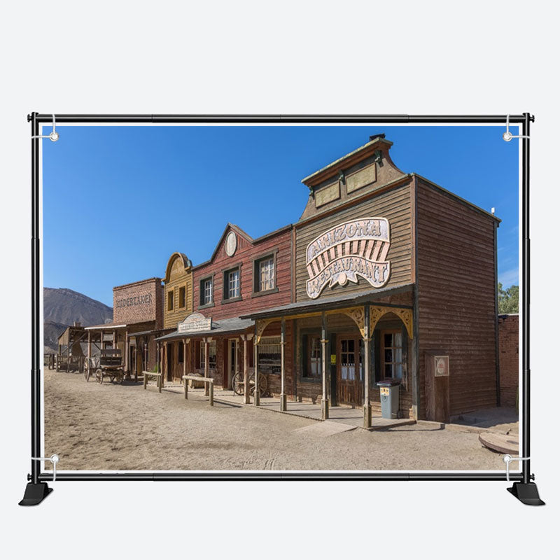 Aperturee - Sunny Sky Wood Buildings Photo Architecture Backdrop