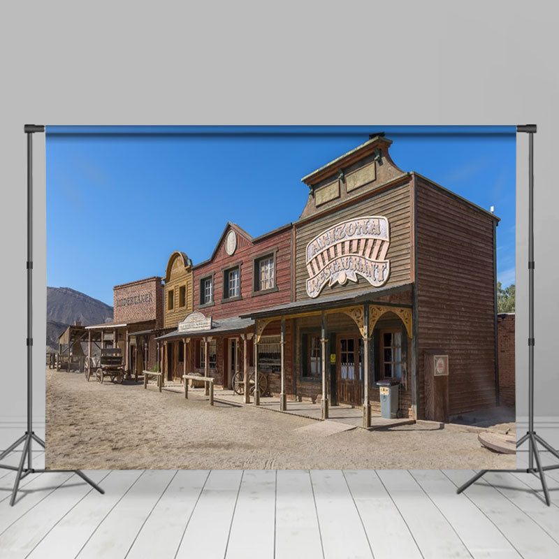 Aperturee - Sunny Sky Wood Buildings Photo Architecture Backdrop