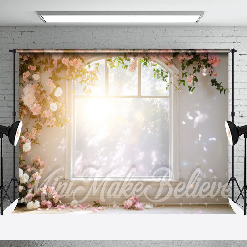 Aperturee - Sunny Sunshine Window Rose Vines Floral Backdrop