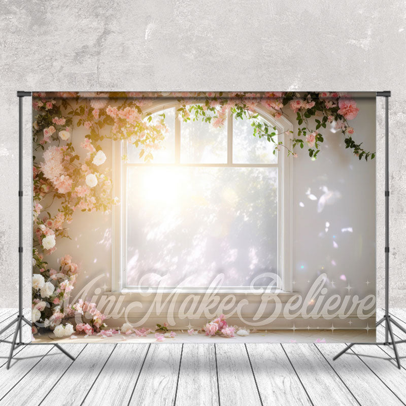 Aperturee - Sunny Sunshine Window Rose Vines Floral Backdrop