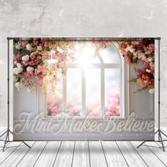 Aperturee - Sunny White Pink Flowers Door And Window Backdrop