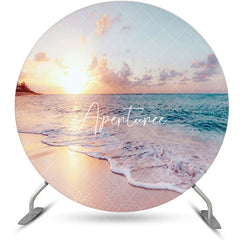 Aperturee - Sunrise Sandy Hawaii Beach Round Birthday Backdrop