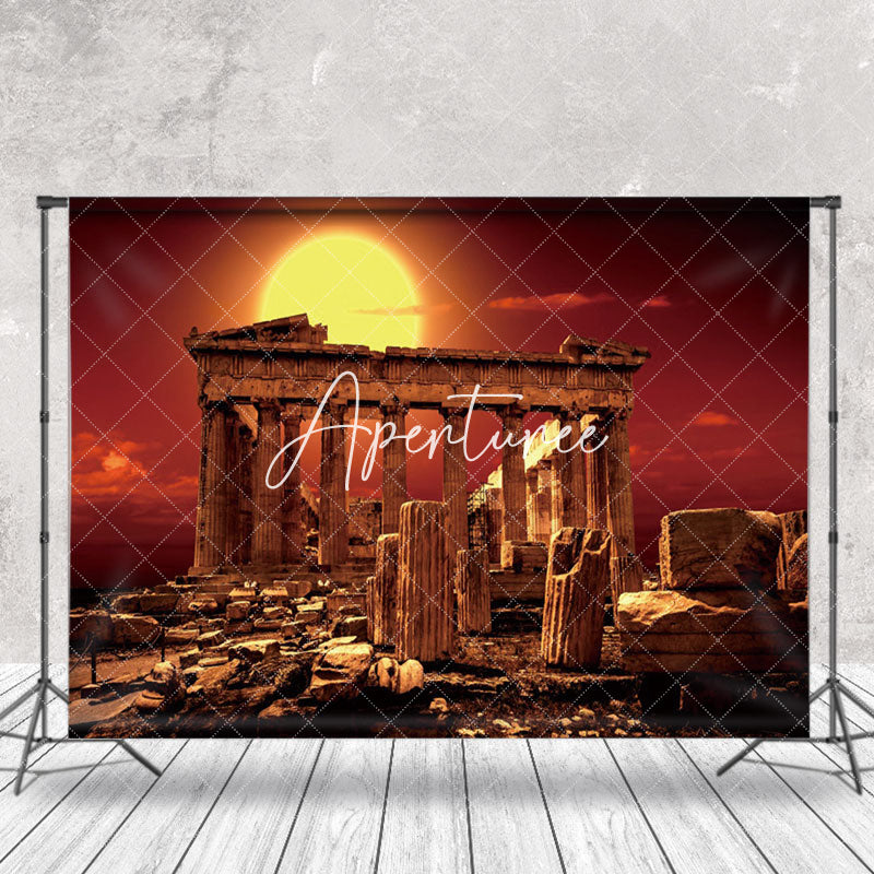 Aperturee - Sunset Ancient Greek Temple Architecture Backdrop