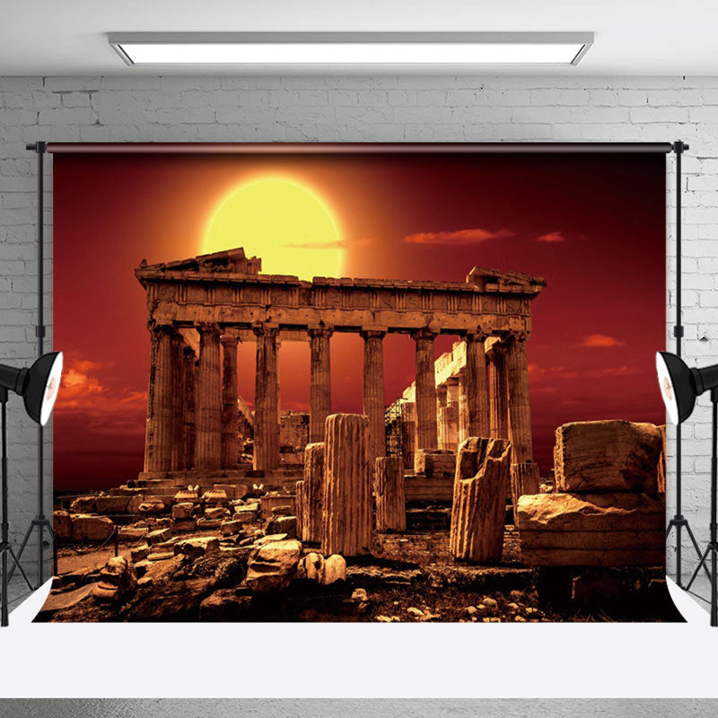 Aperturee - Sunset Ancient Greek Temple Architecture Backdrop