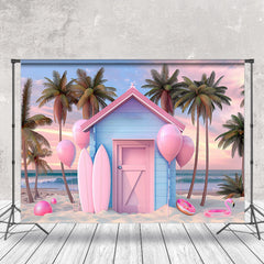 Aperturee - Sunset Beach Pink Surf Room Balloon Photo Backdrop