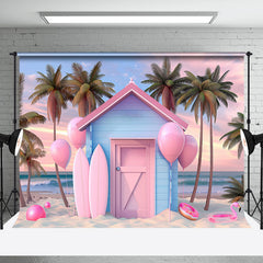 Aperturee - Sunset Beach Pink Surf Room Balloon Photo Backdrop