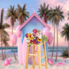 Aperturee - Sunset Beach Pink Surf Room Balloon Photo Backdrop