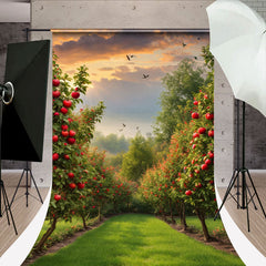 Aperturee - Sunset Birds Spring Greenery Orchard Sweep Backdrop