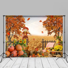 Aperturee - Sunset Maple Tree Pumpkin Gold Rye Autumn Backdrop