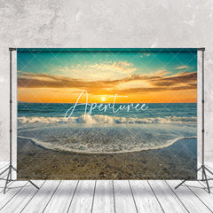 Aperturee - Sunset Seaside Waves Stones Foam Summer Backdrop